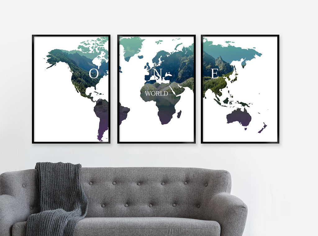 verdenskort  blå lilla