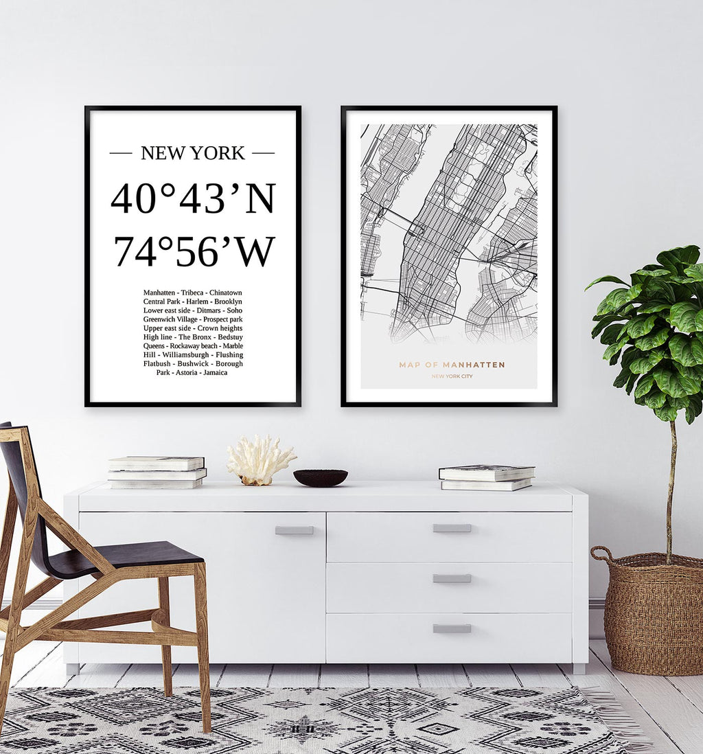New York manhatten kort
