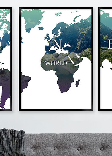 verdenskort  blå lilla