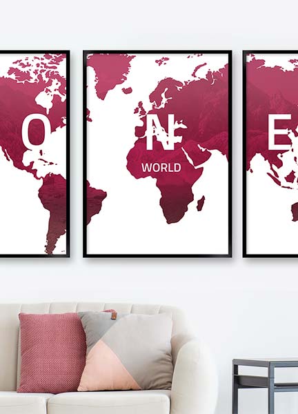 verdenskort  mørk rose