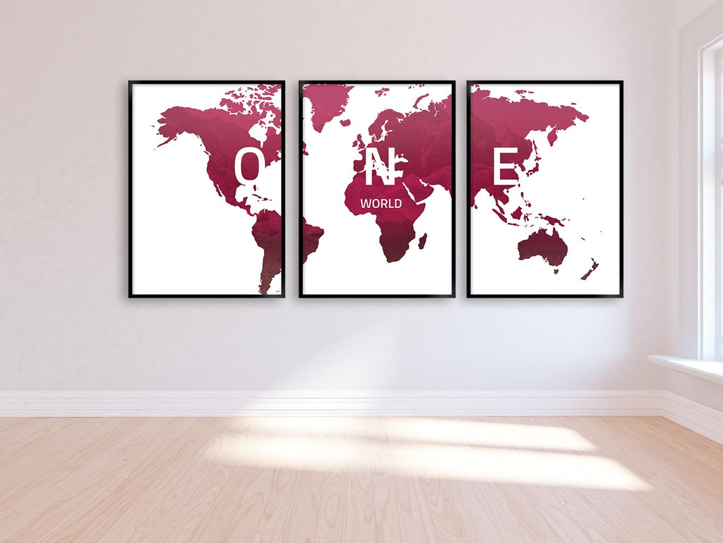 verdenskort  mørk rose