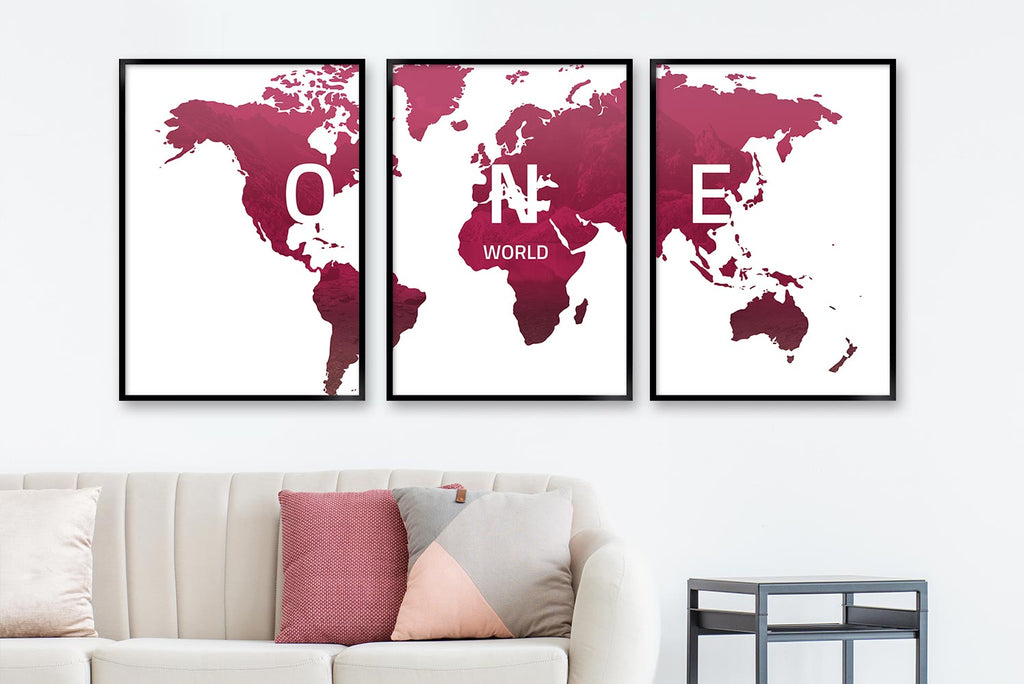 verdenskort  mørk rose