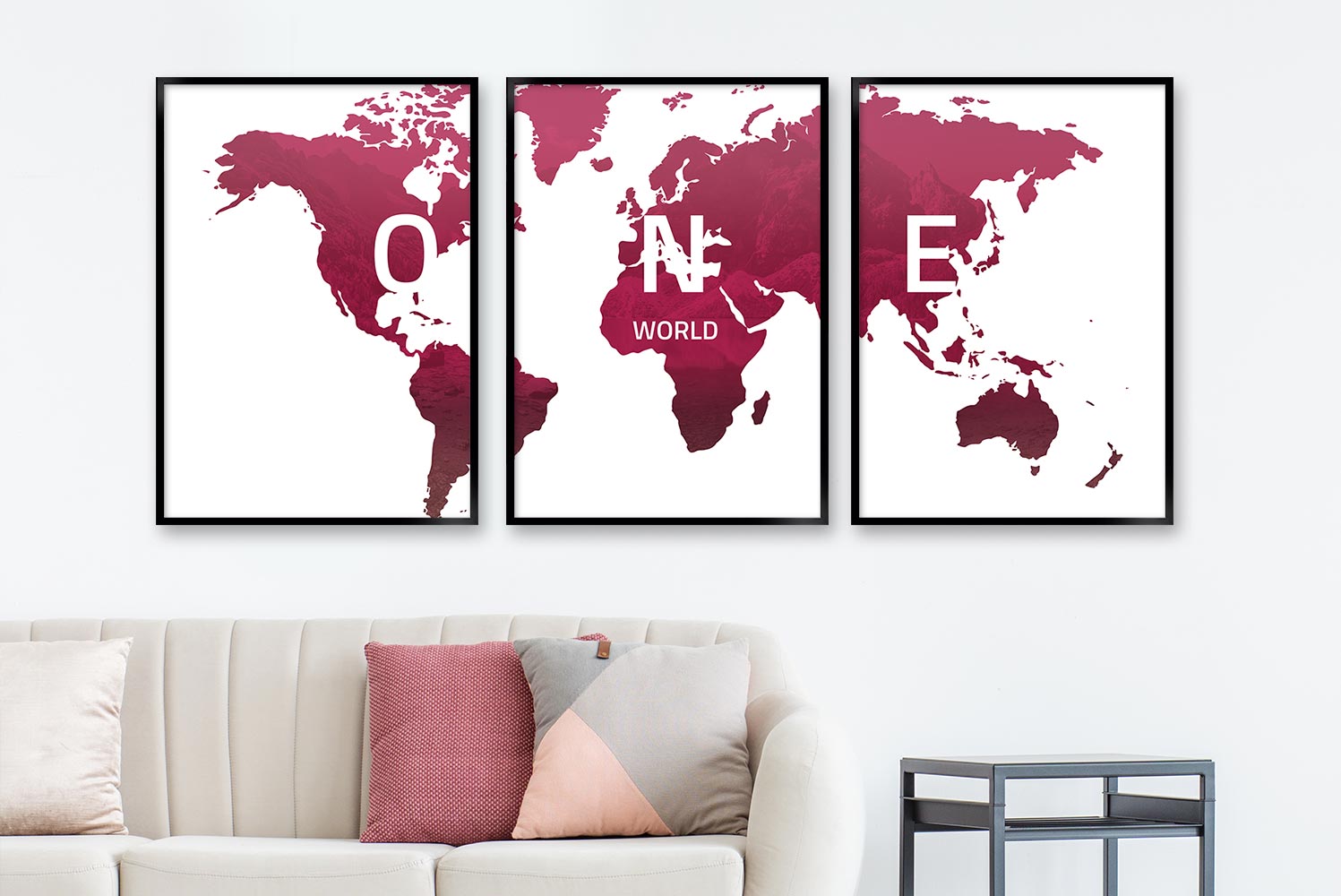 verdenskort  mørk rose